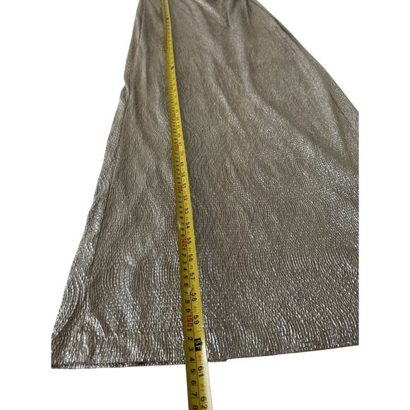 Chaps Evening Gown Metallic Champagne Gold Crinkle Size 10 Textured - Picture 9 of 11